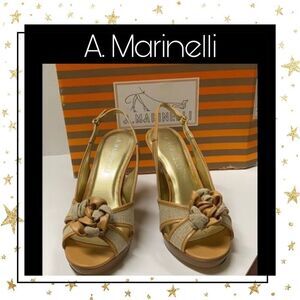 NEW - A. Marinelli Beige / Tan Sandals Heels 7 7M